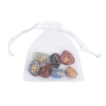 Chakra stones with symbols mantra set 7pcs