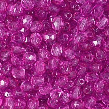 Glass fire polished beads 4mm Coated Hot Cranberry