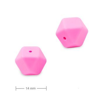 Silicone beads hexagon 14mm Candy Pink