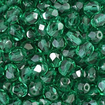 Glass fire polished beads 6mm Emerald