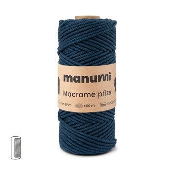 Manumi Macramé priadza stáčaná 3PLY 3mm tmavo modrá