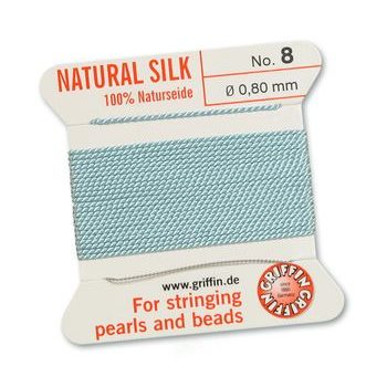 Silk thread with needle 0.8mm/2m turquoise