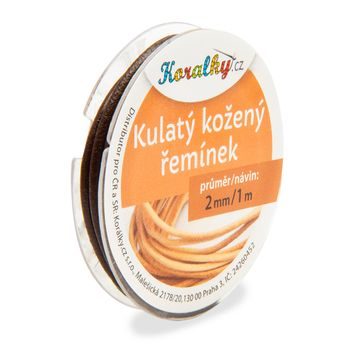 Kulatý kožený řemínek 2mm/1m hnědý č.43