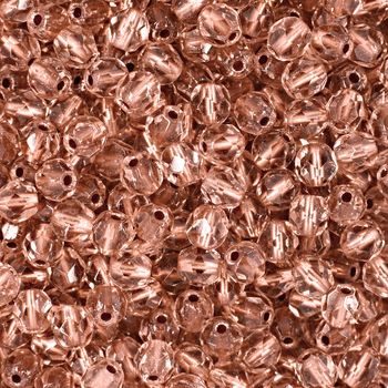 Broušené korálky 4mm Rosaline Copper Lined