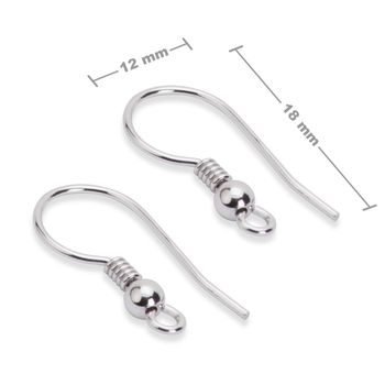 Sterling silver 925 rhodium-plated earring hook 18x12mm No.632
