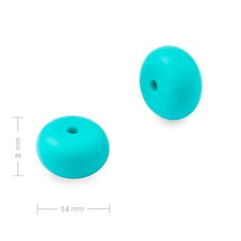 Silikonové korálky rondelky 14x8mm Turquoise