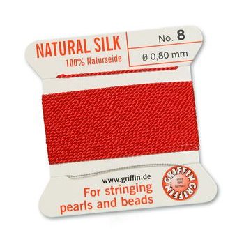 Silk thread with needle 0.8mm/2m red