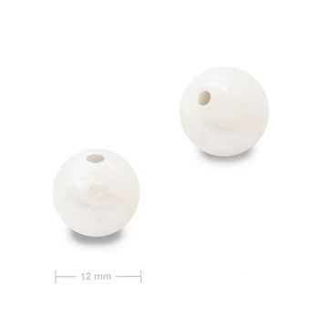 Silikónové guľaté koráliky 12mm Pearl White
