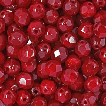 Glass fire polished beads 6mm Opal Red