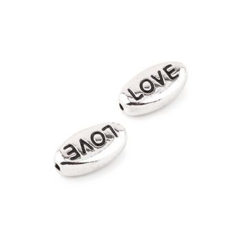 TierraCast bead Word Love rhodium-plated