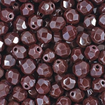 Glass fire polished beads 6mm Opaque Cocoa Brown