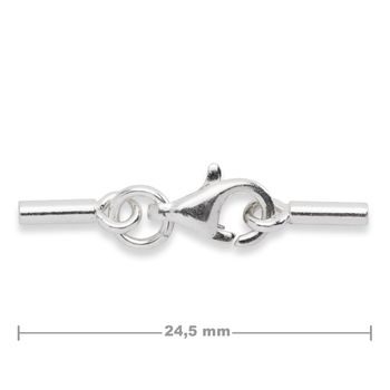 Strieborné okrúhle lepiace koncovky 1mm s 8mm karabínkou č.546