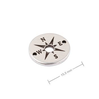 Manumi connector compass 15.5mm silver-plated