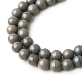 Czech glass pressed round beads Dark Grey Opaque 8mm No.85