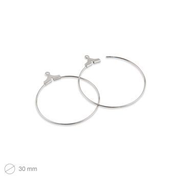 Hoop earwires 30mm in the colour of platinum