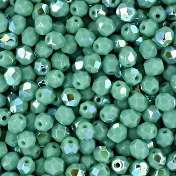 Glass fire polished beads 4mm Opaque Turquoise AB