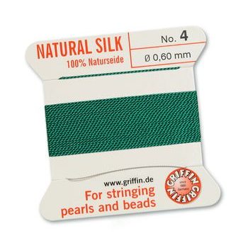 Silk thread with needle 0.6mm/2m green