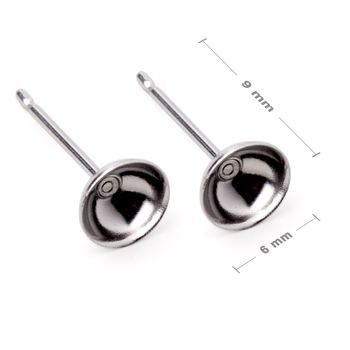 Stainless steel 316L ear post 9x6mm