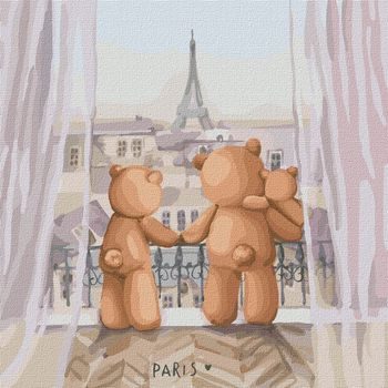 Maľba podľa čísel obraz s medvedíkmi v Paríži 30x30cm