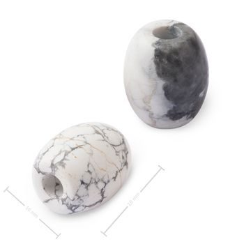 Mineral White Howlite barrel bead with large hole for Macramé 18x16mm