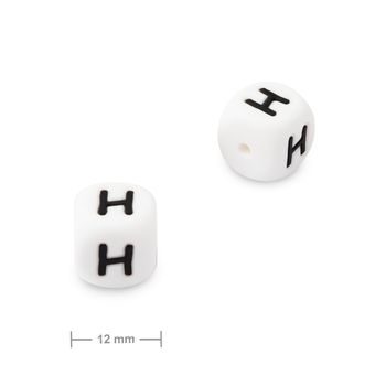 Silicone cube bead 12mm with letter H