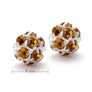 Rhinestone ball 8mm silver Topaz