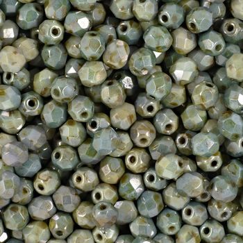 Glass fire polished beads 4mm Luster Opaque Green