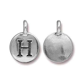 TierraCast pendant 17x12mm with letter H antique silver