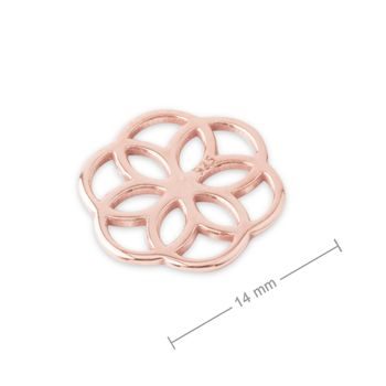 Silver connector flower rose gold-plated 10mm No.786