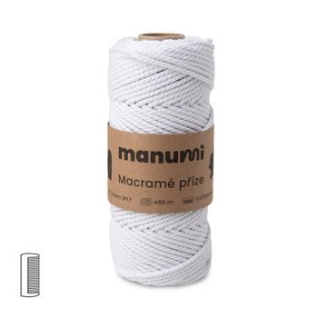 Manumi Macramé příze stáčená 3PLY 3mm bílá