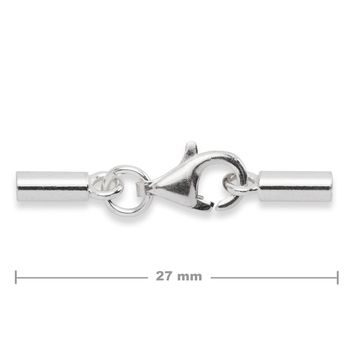 Strieborné okrúhle lepiace koncovky 2mm s 9mm karabínkou č.547