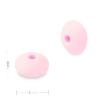 Silicone lentil beads 12x7mm Baby Pink