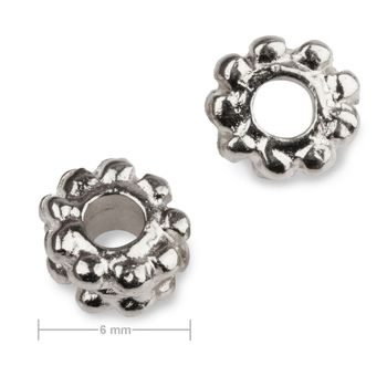 Metal spacer bead wide flower 6mm in the colour of platinum