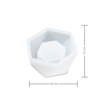 Silicone mold for casting crystal resin hexagon flower pot 75x66x37mm