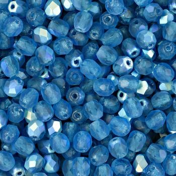 Glass fire polished beads 4mm Matte Capri Blue AB