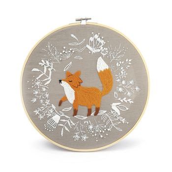Embroidery kit decoration with a fox motif