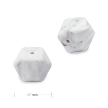 Silicone beads hexagon 17mm Grey Marble