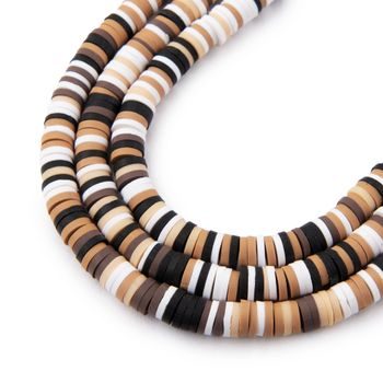 Heishi polymer beads beige and brown