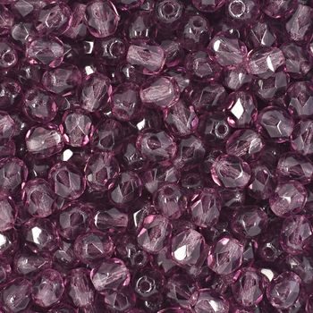 Glass fire polished beads 4mm Amethyst