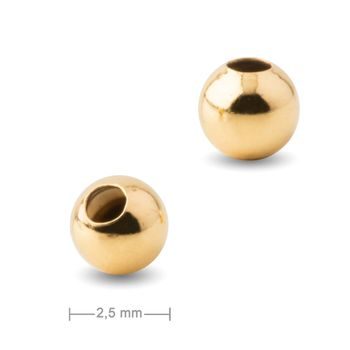 Stříbrný korálek 2,5 mm pozlacený 24K zlatem