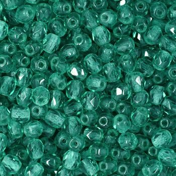 Glass fire polished beads 4mm Emerald
