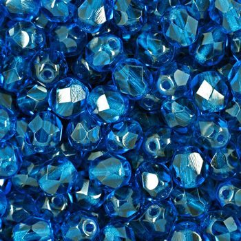Glass fire polished beads 6mm Capri Blue