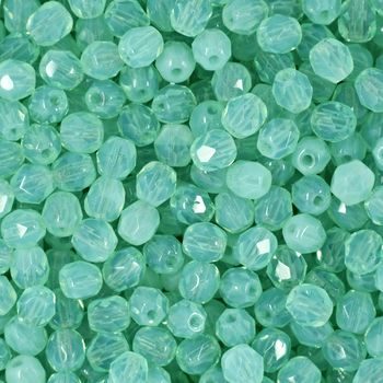 Glass fire polished beads 4mm Milky Aquamarine