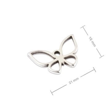 Manumi pendant butterfly 21x16mm silver-plated