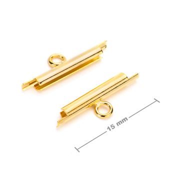 Miyuki slide tube clasp 15mm in the colour of gold