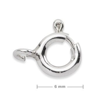 Sterling silver 925 spring ring clasp with transverse loop 6mm No.536