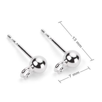 Sterling silver 925 ball ear post with transverse eyelet 4mm No.244