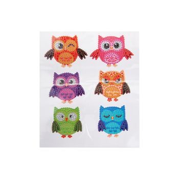 Diamond painting set of stickers with owls 6pcs