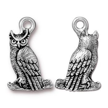 TierraCast pendant Owl antique silver