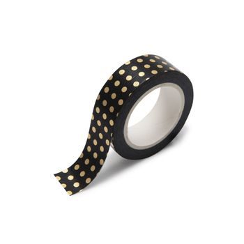 Washi tape with dots 10m black-gold